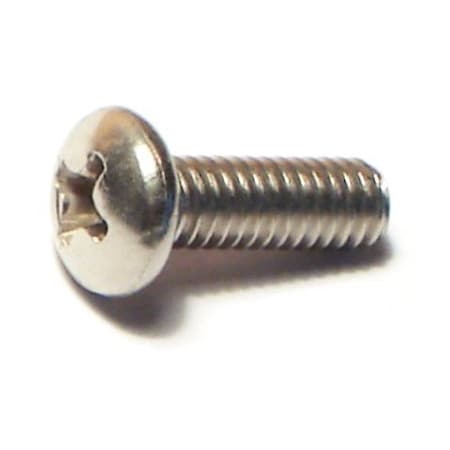 #8-32 X 1/2 In Phillips Pan Machine Screw, Plain Stainless Steel, 100 PK